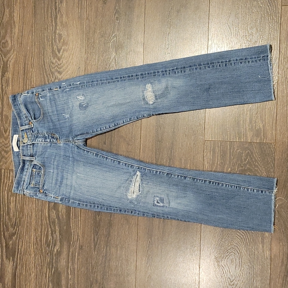 ❤️ ANN TAYLOR LOFT DISTRESSED MODERN STRAIGHT LEG JEANS, 00P (24 PETITE)